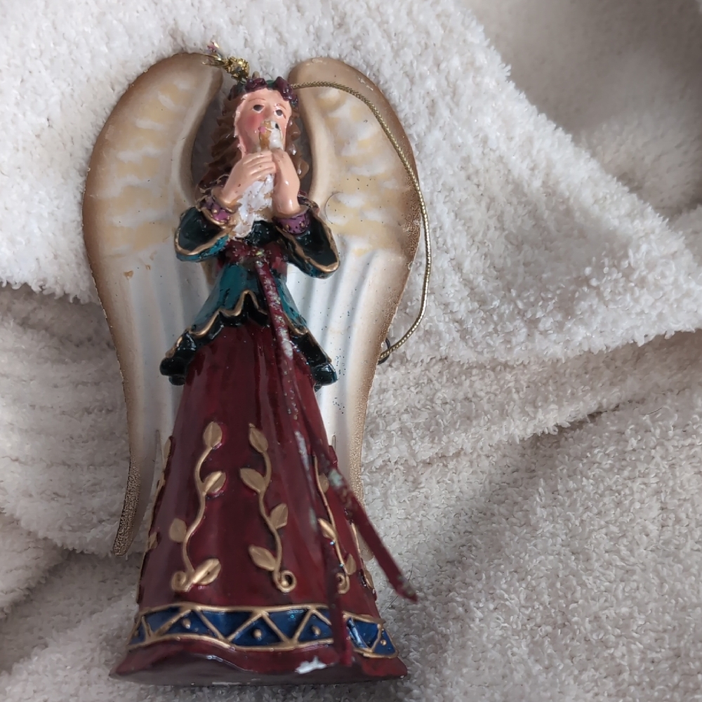 Elegant Holiday Angel Figurine - Red and Gold